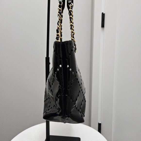 Chanel Black Patent Leather With Gold Chain Handles with Dust Bag & COA - Picture 2 of 16
